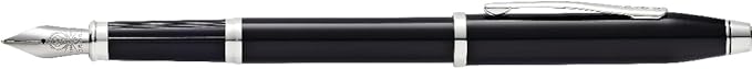 Cross Century II Black Lacquer with Chrome Plated Appointments and Polished Stainless Steel Medium Nib Fountain Pen