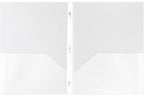 JAM PAPER Plastic Color Pop Folders - 2 Pocket Durable Folders with Metal Prongs Fastener Clasps - Clear - 3/Pack