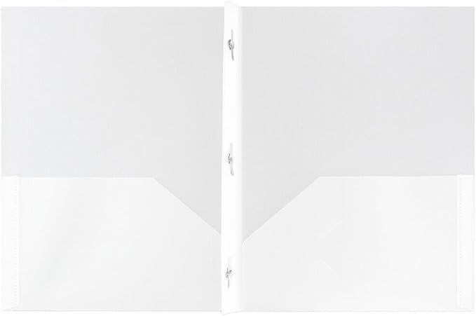 JAM PAPER Plastic 2 Pocket POP Folders - Durable School Folders with Metal Prongs Fastener Clasps - Clear - Bulk 48/Pack