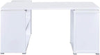 Pemberly Row L Shape Corner Storage Desk in White, Letter/Legal File, 5 Bookshelves