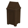 Sturdy Essentials 32 Gallon Square 100% Recycled Plastic Heavy Duty Outdoor Commercial Trash Can with Easy Access Swing Top Lid | Great for Schools and Businesses - Brown Granite