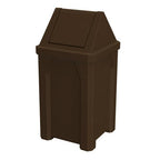Sturdy Essentials 32 Gallon Square 100% Recycled Plastic Heavy Duty Outdoor Commercial Trash Can with Easy Access Swing Top Lid | Great for Schools and Businesses - Brown Granite