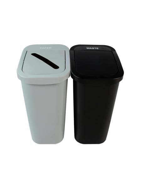 Sturdy Essentials City Box 7 Gallon Double Bin Trash Can Recycle Bin with Lid for Residential, Business, and Commercial Recycling - NYC Compliant (Double Kit Paper Waste)