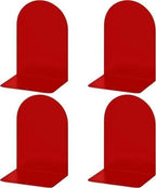 Lulonpon 4 Pieces Book Ends, Bookends, Books Stand, Metal Bookend for Shelves, Red Book Ends for School, Library, Desktop Organizer