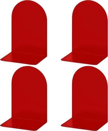 Lulonpon 4 Pieces Book Ends, Bookends, Books Stand, Metal Bookend for Shelves, Red Book Ends for School, Library, Desktop Organizer