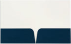 JAM PAPER Custom Printed Semi-Gloss Folders with Round Corner Pockets - Personalized Logo & Text - 12pt C1S - Navy Blue - 100/Pack