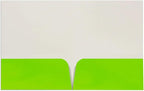JAM PAPER Custom Printed Semi-Gloss Folders with Round Corner Pockets - Personalized Logo & Text - 12pt C1S - Lime Green - 100/Pack