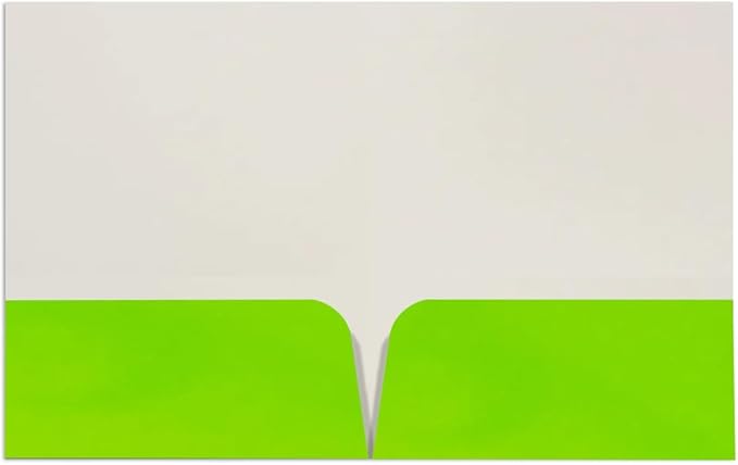 JAM PAPER Custom Printed Semi-Gloss Folders with Round Corner Pockets - Personalized Logo & Text - 12pt C1S - Lime Green - 100/Pack