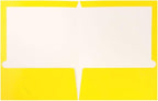 JAM PAPER Laminated Two Pocket Glossy School Folders - Letter Size - High Gloss Yellow - 6/Pack