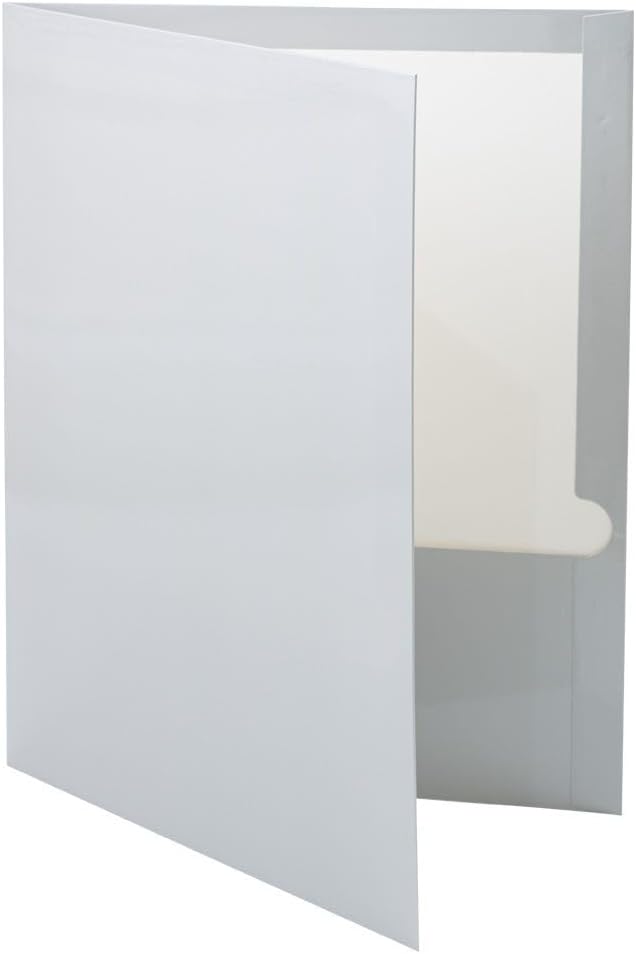 JAM PAPER Laminated Two Pocket Glossy Folders - Silver - 3/Pack