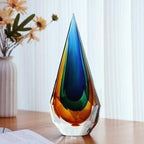 Yao Yuan Handmade Murano Glass Art Decor Sculpture - Unique Hand-Cut Cube Paperweight for Home Décor