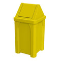 Sturdy Essentials 32 Gallon Square 100% Recycled Plastic Heavy Duty Outdoor Commercial Trash Can with Easy Access Swing Top Lid | Great for Schools and Businesses - Yellow