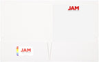 JAM PAPER Laminated Two Pocket Glossy School Folders - Letter Size - High Gloss White - Bulk 100/Box