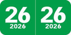 2026 Year Labels, Doctor Stuff 2026 Chart Stickers, Green Color Coded, Col'R'Tab/Tabbies Style, USA Made Year Stickers for End Tab File Folders, 500/Roll, 1 Roll, 3/4" x 1-1/2"