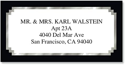 Colorful Images Black and Silver Foil Return Address Mailing Labels, Personalized with Names & Addresses, Set of 144 Custom Self Adhesive, Easy Peel Flat Label Sheets, 1-⅛ ”x 2-¼” Size