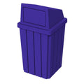Sturdy Essentials Campus Collection 32 Gallon Square Slatted 100% Recycled Plastic Heavy-Duty Commercial Outdoor or Indoor Trash Can with Push Top Lid | Great for Schools and Businesses - Blue