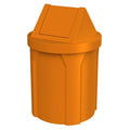 Sturdy Essentials 42 Gallon Round 100% Recycled Plastic Indoor or Outdoor Commercial Trash Can with Easy Access Swing Top Lid | Great for Schools and Businesses - Orange