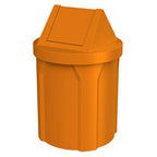 Sturdy Essentials 42 Gallon Round 100% Recycled Plastic Indoor or Outdoor Commercial Trash Can with Easy Access Swing Top Lid | Great for Schools and Businesses - Orange