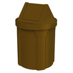 Sturdy Essentials 42 Gallon Round 100% Recycled Plastic Indoor or Outdoor Commercial Trash Can with Easy Access Swing Top Lid | Industrial Strength | Great for Schools and Businesses - Brown