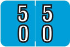 Doctor Stuff - File Folder Labels, Terminal Digit Filing, Consecutive Double Digit Numbers 50-59, Barkley FDDBM Match - BXDM Series Chart Stickers, Blue, 1" x 1-1/2", 500/Roll