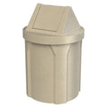 Sturdy Essentials 42 Gallon Round 100% Recycled Plastic Indoor or Outdoor Commercial Trash Can with Easy Access Swing Top Lid | Industrial Strength | Great for Schools and Businesses - Beige Granite