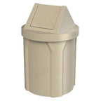 Sturdy Essentials 42 Gallon Round 100% Recycled Plastic Indoor or Outdoor Commercial Trash Can with Easy Access Swing Top Lid | Industrial Strength | Great for Schools and Businesses - Beige Granite