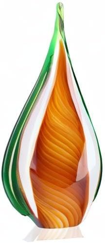 DOVDOV Blown Glass Sculpture, Green and Brown Glass Art Collectible Statue, Unique Teardrop Ornament, Suitable for Office, Bookshelf, Dressing Table, Living Room Coffee Table, or Mantelpiece Display.