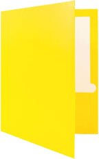 JAM PAPER Laminated Two Pocket Glossy School Folders - Letter Size - High Gloss Yellow - 6/Pack