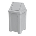 Sturdy Essentials 32 Gallon Square 100% Recycled Plastic Heavy Duty Outdoor Commercial Trash Can with Easy Access Swing Top Lid | Great for Schools and Businesses - Light Granite