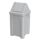 Sturdy Essentials 32 Gallon Square 100% Recycled Plastic Heavy Duty Outdoor Commercial Trash Can with Easy Access Swing Top Lid | Great for Schools and Businesses - Light Granite