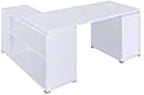 Pemberly Row L Shape Corner Storage Desk in White, Letter/Legal File, 5 Bookshelves