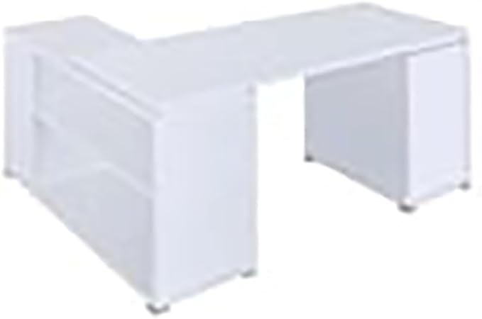 Pemberly Row L Shape Corner Storage Desk in White, Letter/Legal File, 5 Bookshelves