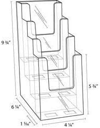 Clear-Ad - LHF-S104 - Acrylic Slant Back 4 Tier Trifold Brochure Display - Plastic Literature Holder for Flyers, Booklets, Bills, Mail, Letters, Cards, Pamphlets, Maps (Pack of 2)