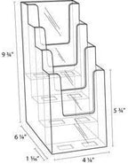 Clear-Ad - LHF-S104 - Acrylic Slant Back 4 Tier Trifold Brochure Display - Plastic Literature Holder for Flyers, Booklets, Bills, Mail, Letters, Cards, Pamphlets, Maps (Pack of 2)