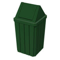 Sturdy Essentials 32 Gallon Square Slatted 100% Recycled Plastic Heavy Duty Outdoor Commercial Trash Can with Swing Top Lid | Great for Schools and Businesses - Green