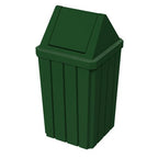 Sturdy Essentials 32 Gallon Square Slatted 100% Recycled Plastic Heavy Duty Outdoor Commercial Trash Can with Swing Top Lid | Great for Schools and Businesses - Green