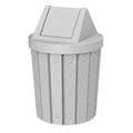 Sturdy Essentials 42 Gallon Round Slatted 100% Recycled Plastic Indoor or Outdoor Commercial Trash Can with Easy Access Swing Top Lid | Great for Schools and Businesses - Light Granite
