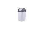 Superio 1.25 Gal Mini Plastic Trash Can with Swing Top Lid, Small Grey Waste Bin for Countertop, Desk, Vanity, Bathroom 5 Quart (WhiteSmoke/Grey)