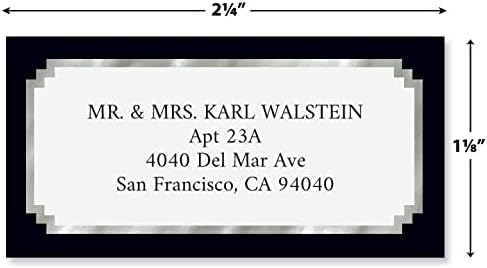 Colorful Images Black and Silver Foil Return Address Mailing Labels, Personalized with Names & Addresses, Set of 144 Custom Self Adhesive, Easy Peel Flat Label Sheets, 1-⅛ ”x 2-¼” Size