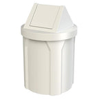 Sturdy Essentials 42 Gallon Round 100% Recycled Plastic Indoor or Outdoor Commercial Trash Can with Easy Access Swing Top Lid | Great for Schools and Businesses - White
