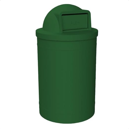 Sturdy Essentials Campus Collection 55 Gallon Round Heavy-Duty Plastic Commercial Outdoor or Indor Trash Can with Push Open Dome Lid and Internal Liner | Great for Schools and Businesses - Green