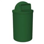 Sturdy Essentials Campus Collection 55 Gallon Round Heavy-Duty Plastic Commercial Outdoor or Indor Trash Can with Push Open Dome Lid and Internal Liner | Great for Schools and Businesses - Green