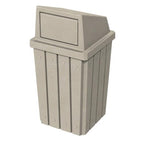Campus Collection 32 Gallon Square Slatted 100% Recycled Plastic Heavy-Duty Commercial Outdoor and Indoor Trash Can with Push Top Lid | Great for Schools and Businesses - Beige Granite