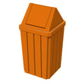 Sturdy Essentials 32 Gallon Square Slatted 100% Recycled Plastic Heavy Duty Outdoor Commercial Trash Can with Swing Top Lid | Great for Schools and Businesses - Orange