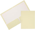 JAM PAPER Laminated Two Pocket Glossy School Folders - Letter Size - High Gloss Ivory - Bulk 25/Pack