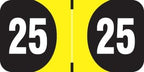 2025 Year Stickers, Doctor Stuff 2025 Chart Stickers, Yellow/Black Color Coded, Arden Style, USA Made Year Labels for End Tab File Folders, 500/Roll, 1 Roll, 3/4" x 1-1/2"