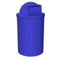 Sturdy Essentials Campus Collection 55 Gallon Round Heavy-Duty Plastic Commercial Outdoor or Indor Trash Can with Push Open Dome Lid and Internal Liner | Great for Schools and Businesses - Blue