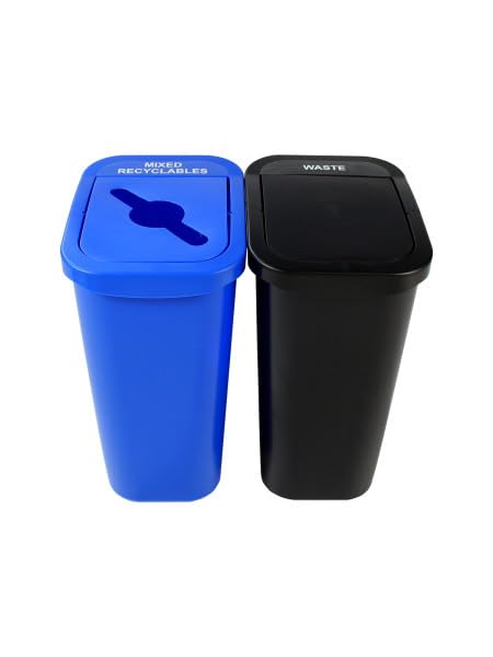 Sturdy Essentials City Box 10 Gallon Double Bin Trash Can Recycle Bin with Lid for Residential, Business, and Commercial Recycling - NYC Compliant (Double Kit Recycle Waste)