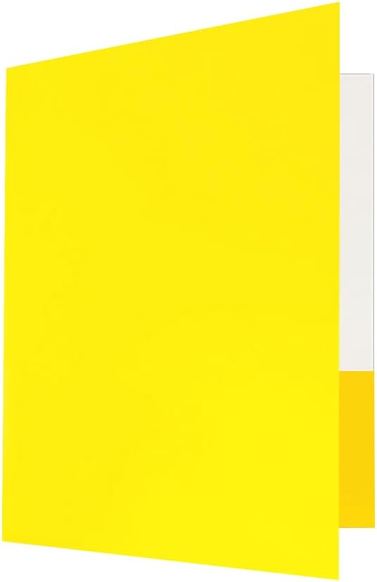 JAM PAPER Custom Printed Semi-Gloss Folders with Round Corner Pockets - Personalized Logo & Text - 12pt C1S - Yellow - 250/Pack