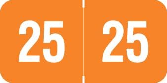 2025 Year Labels, Doctor Stuff 2025 Chart Stickers, Orange/White Color Coded, Reynolds & Reynolds Style, USA Made Year Stickers for End Tab File Folders, 500/Roll, 1 Roll, 3/4" x 1-1/2"